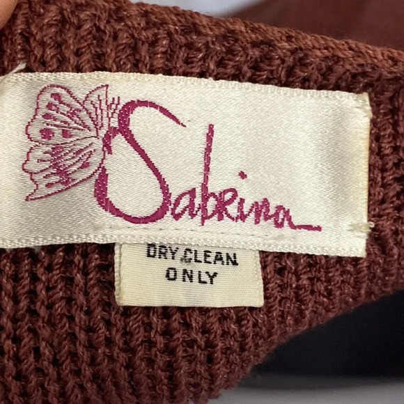 Vintage Boatneck Knit Sweater With Knot Details and Pocket- Mauve - Picture 7 of 8